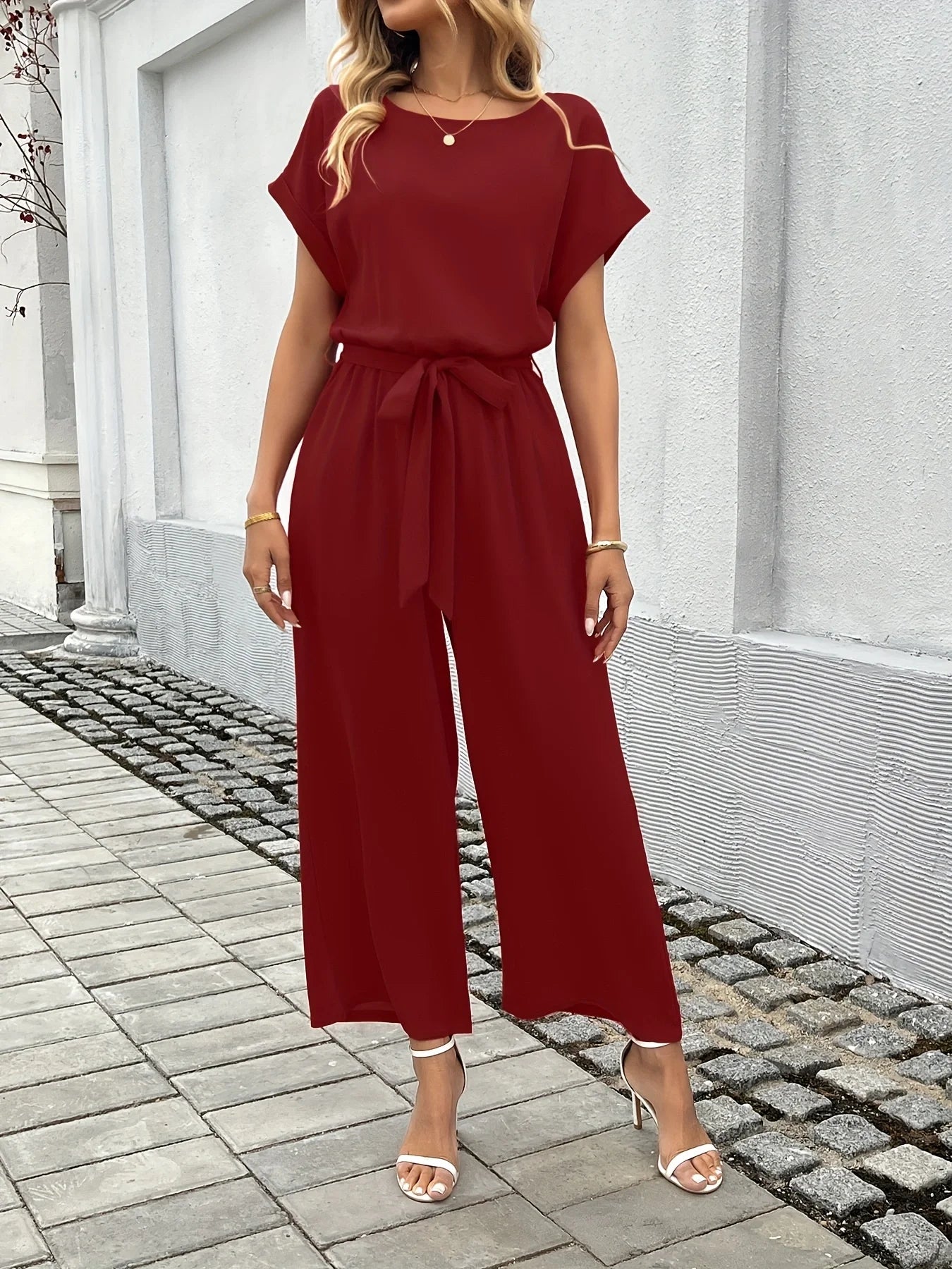 Modern Tie Waist Workwear Jumpsuit