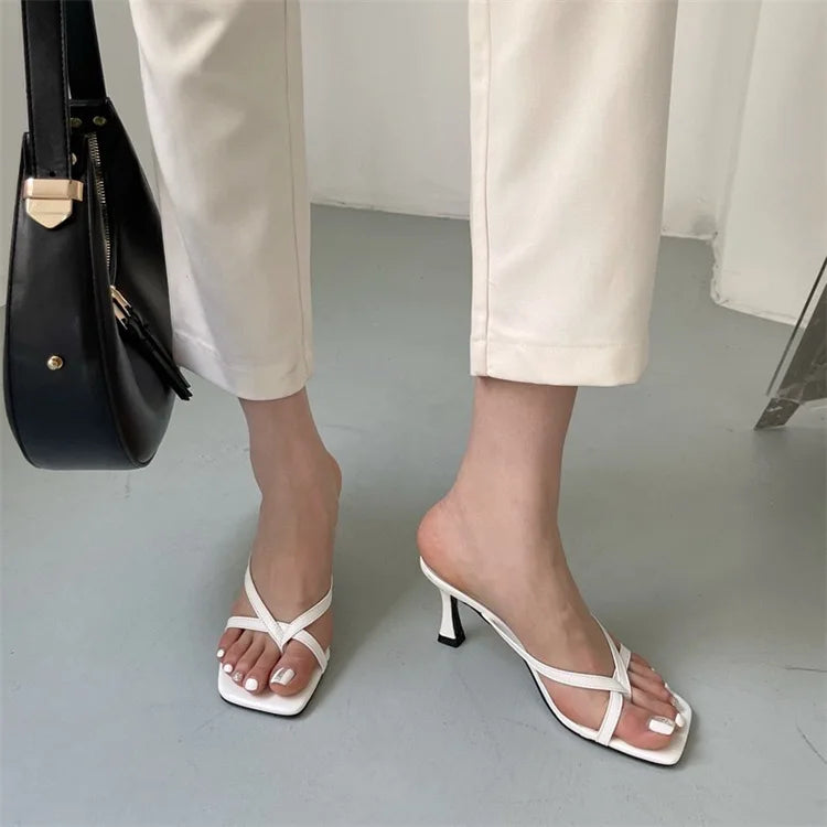 Sexy High Heels Slippers Women's Elegant Shoes Fashion Heeled Sandals for Woman Clip Toe Luxury Slippers Party Female Slides