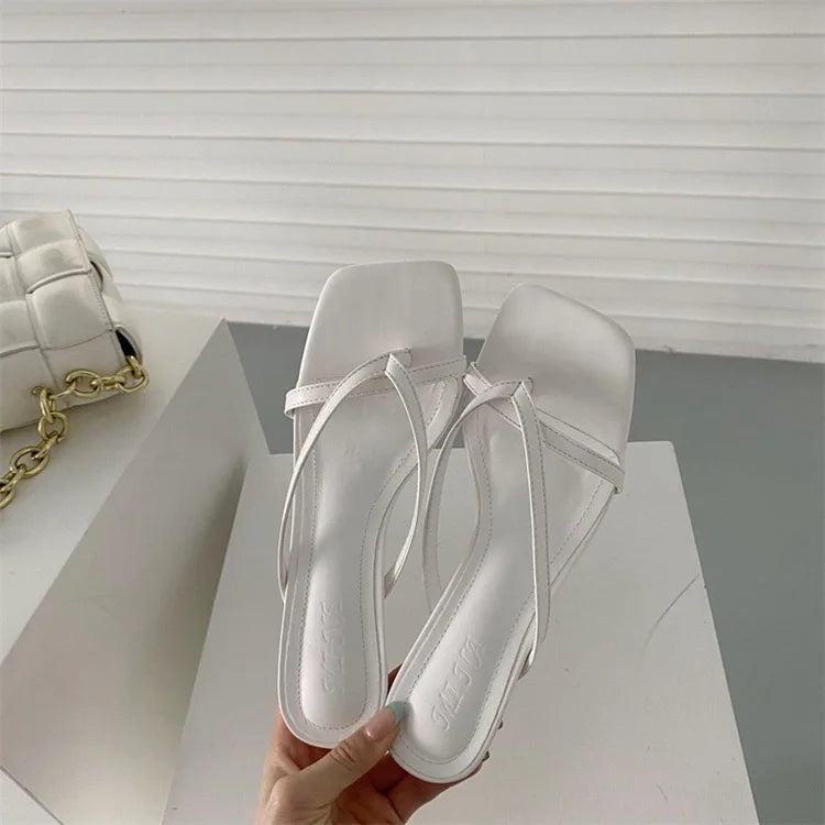 Sexy High Heels Slippers Women's Elegant Shoes Fashion Heeled Sandals for Woman Clip Toe Luxury Slippers Party Female Slides