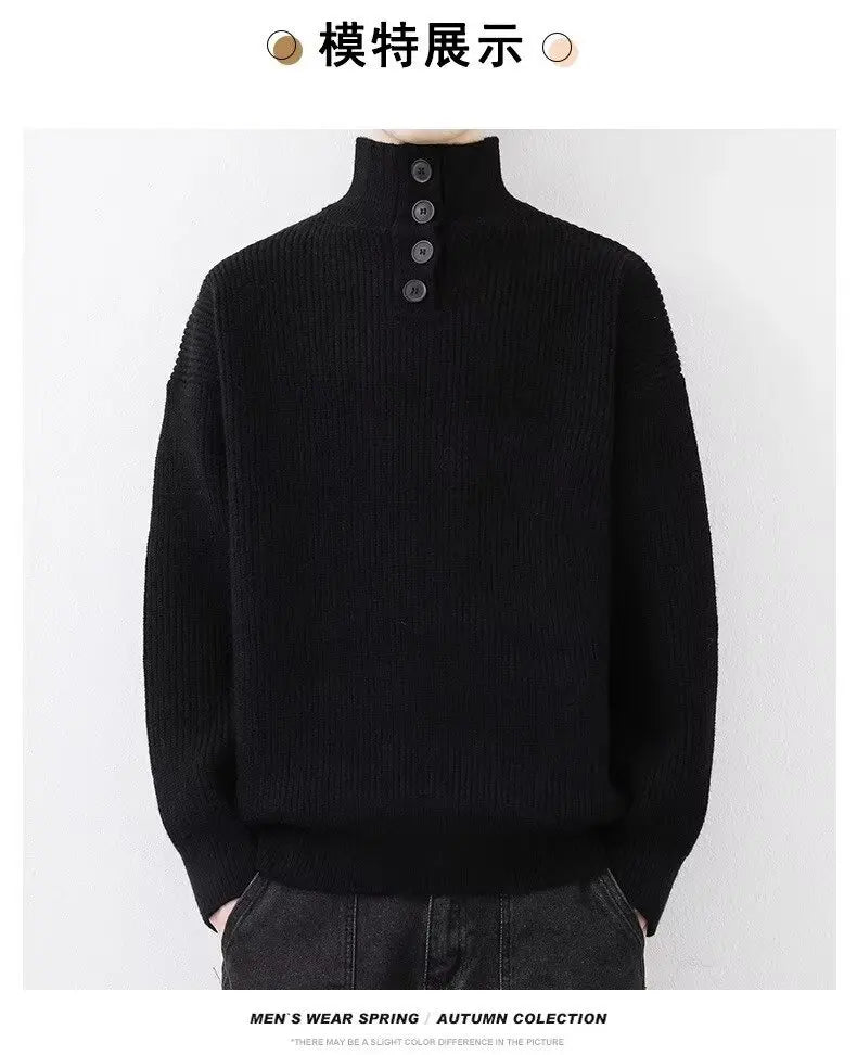 Sweater Men's Winter Turtleneck Base Layer Warm Thickened Wool Pullovers