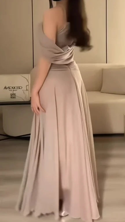 Modern Draped Velvet Evening Gown