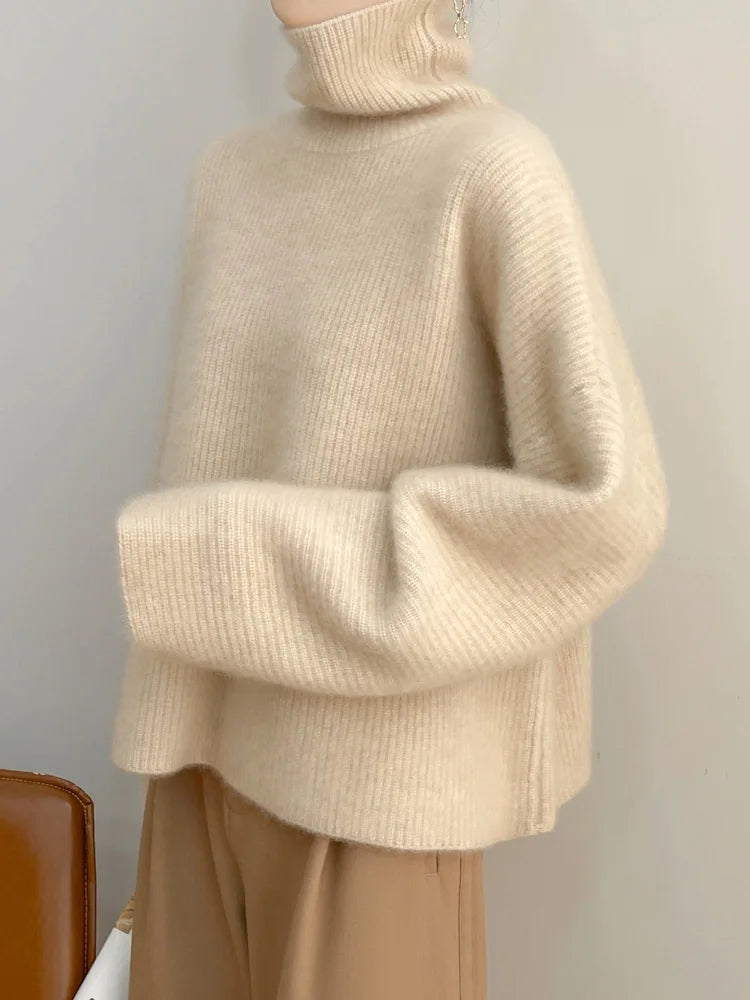 Elegant Merino Turtleneck Knit Sweater