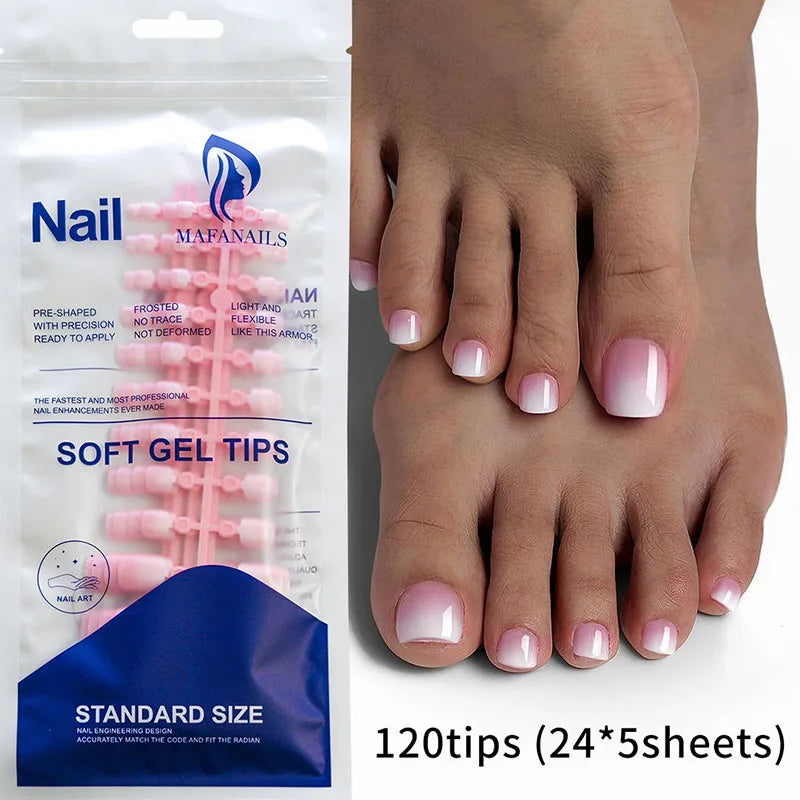 New 120Pes False Nails on Legs French Short Sguare Press on Toe Nails Foot False Nails Feet for Women JZJCDJ01