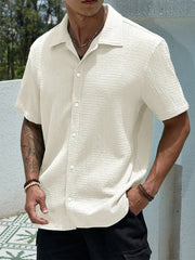 Men's casual shirts, short-sleeved men's shirts, summer clothes, pleated fabrics, light and breathable, suitable for queuing for