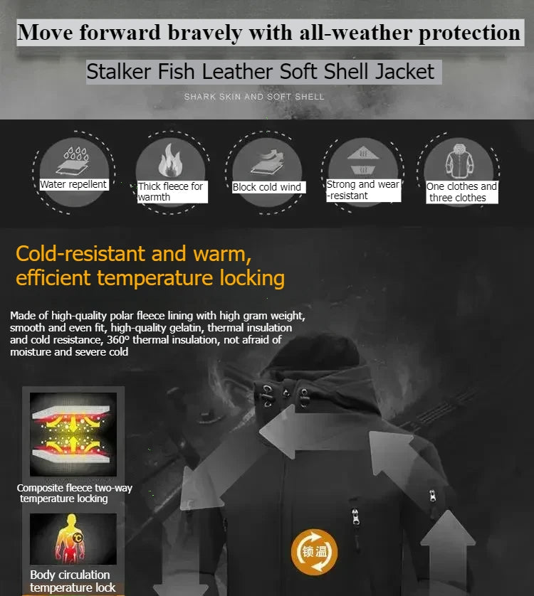 Winter Autumn Fleece Thermal Waterproof Suit Men Jacket Tactical Outdoor Fishing Hiking Camping Tracksuits Coat