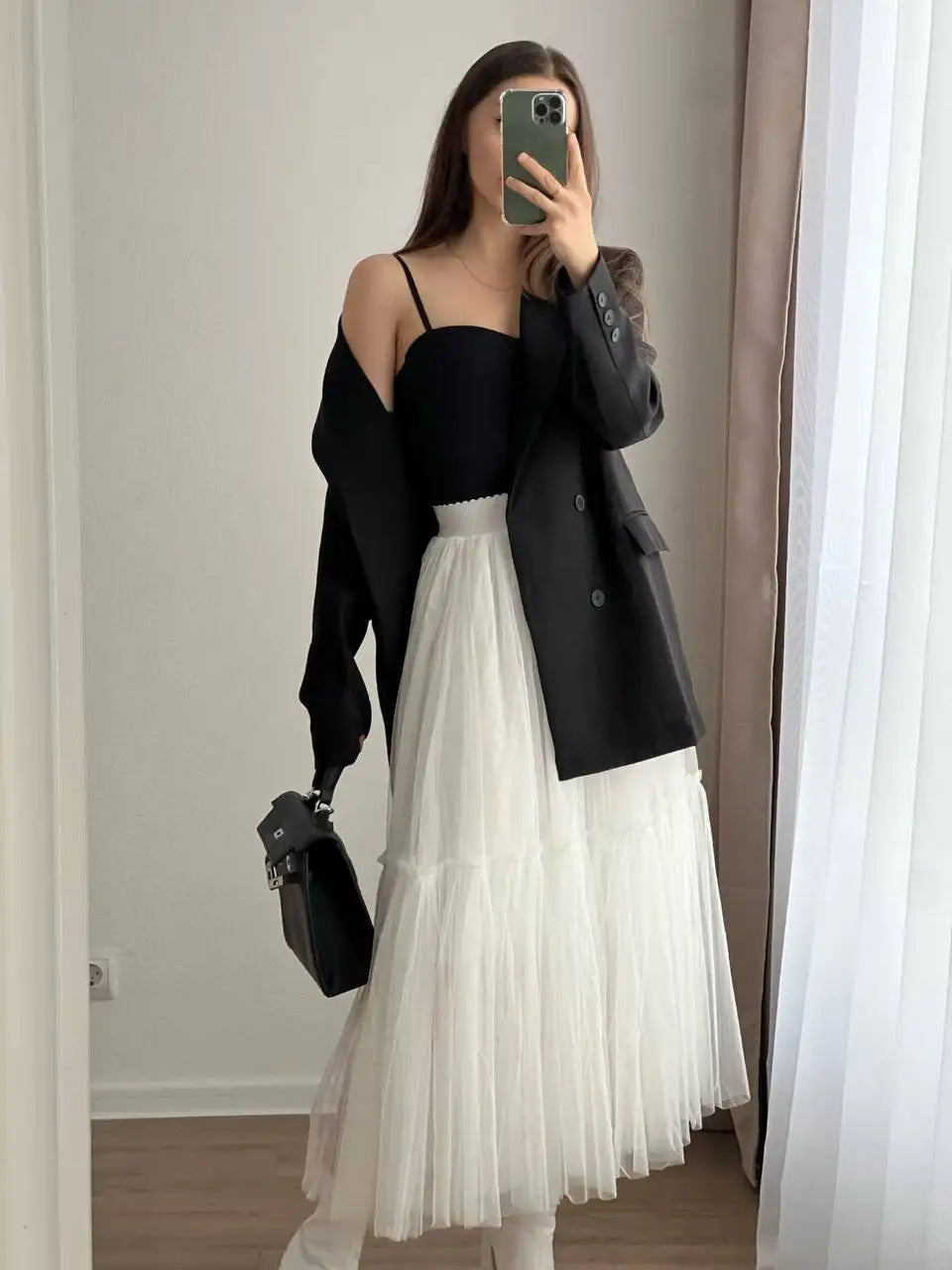 Pleated Lace Cake Midi Skirt