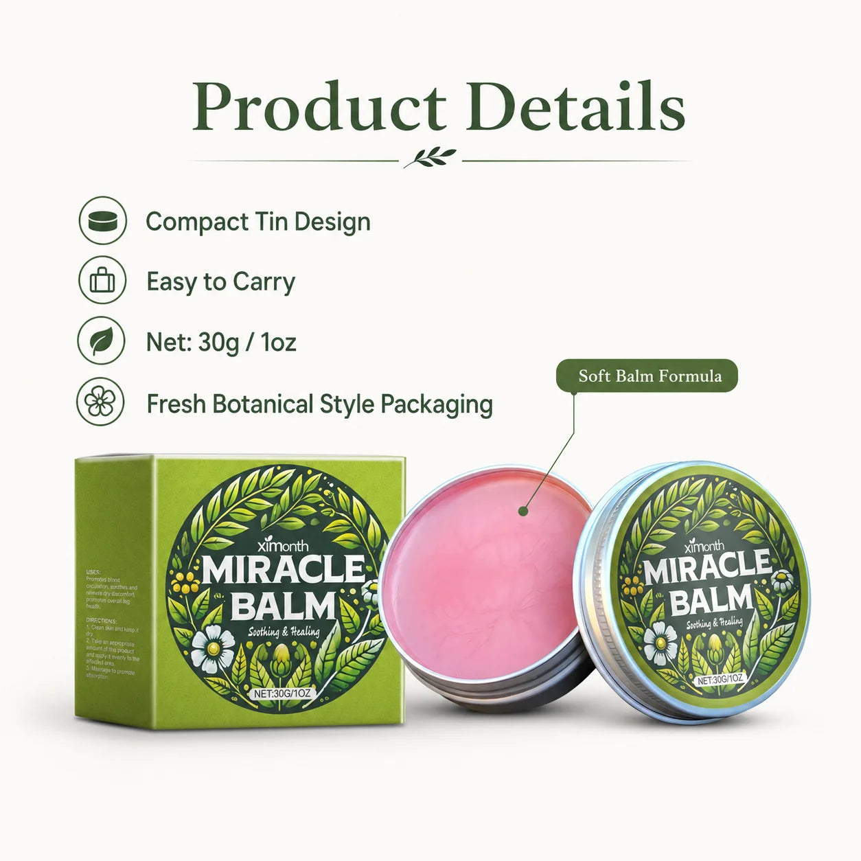 Natural Herbal Miracle Balm 30g Soothing Relief Dry Skin Hydrating Repair Body Care Cream Easy To Apply
