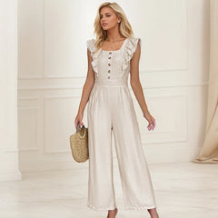 Flying Sleeve High Waist Jumpsuit