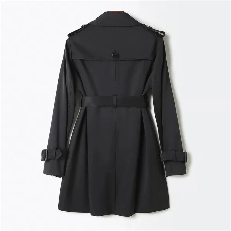 Double-Breasted Tie-Waist Trench Coat for Women