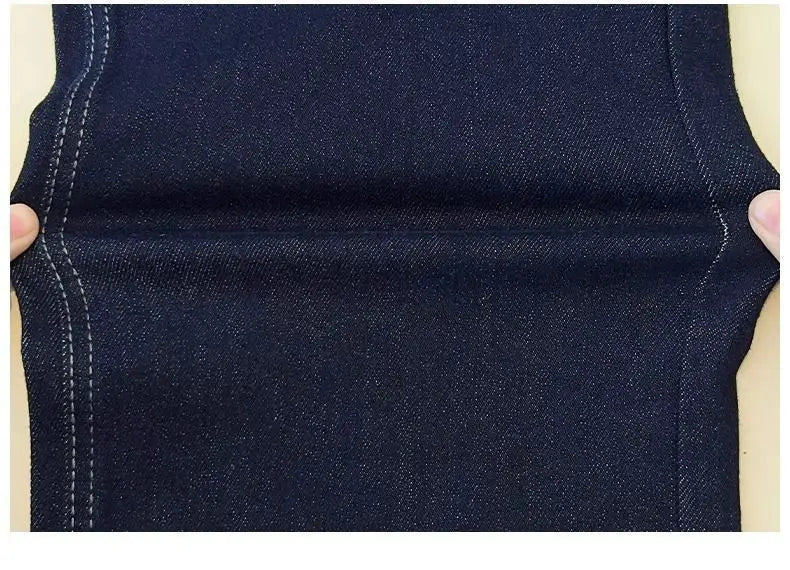 Women's Denim Jeans - Straight Leg with Striped Cuff Detail Classic Five-Pocket Design
