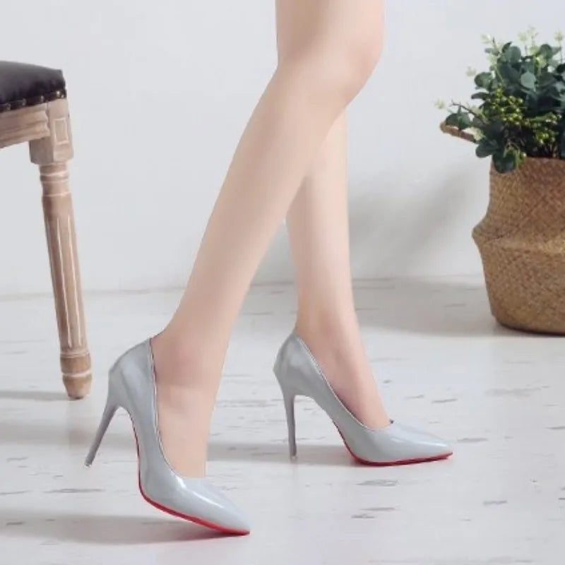 White Pointed Toe High Heels Sexy Red Sole Party Prom Girl Pumps Minimalist Shallow Mouth Work Single Shoes