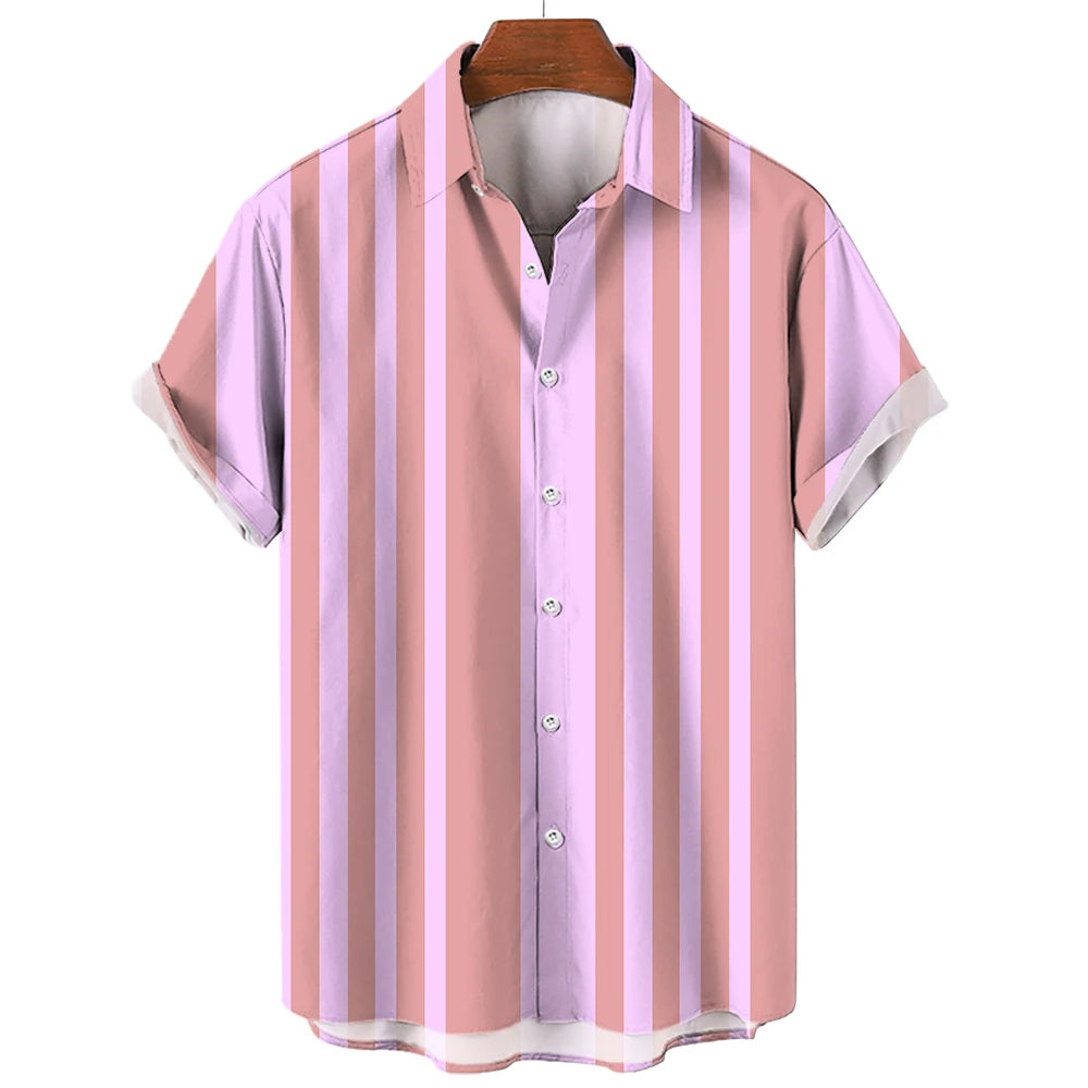 Striped Hawaiian Casual Shirt Men