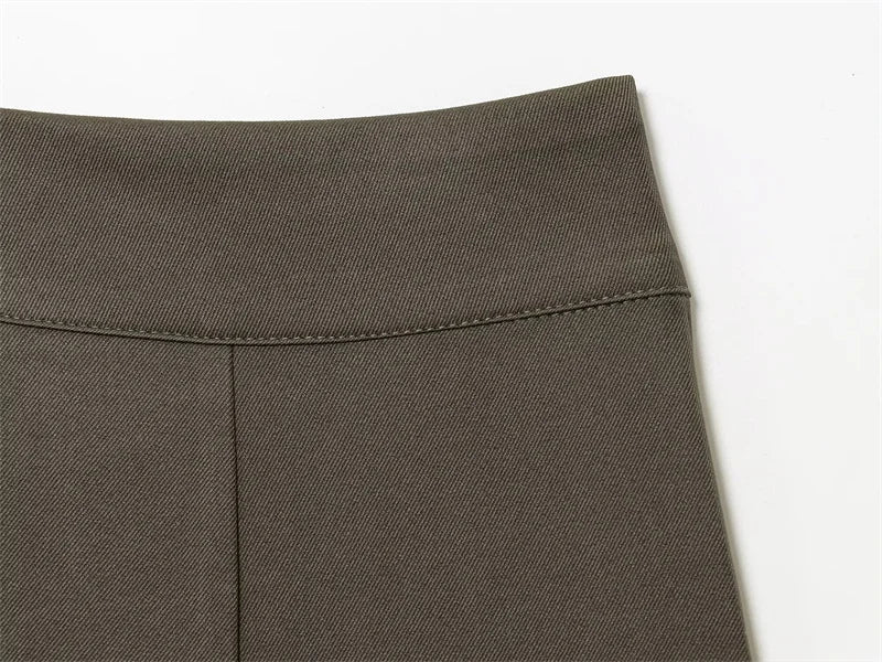 Military Green Pleated Wide Pants