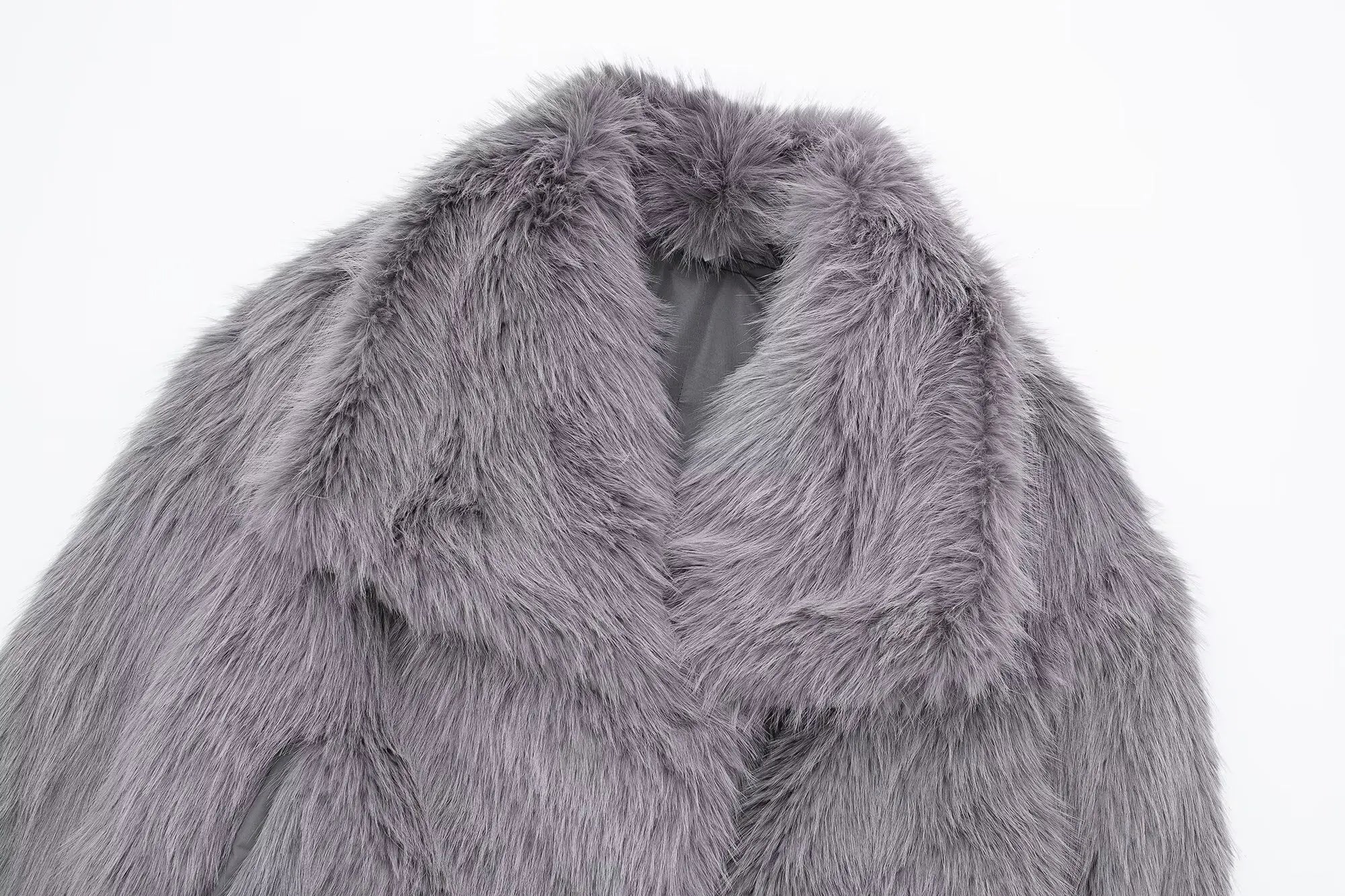 HH 2024 Women 's Vintage Soild Faux Fur Coat Turn-down Collar Long Sleeve Warm Plush Wool Coats Lady Winter Autumn Outwear