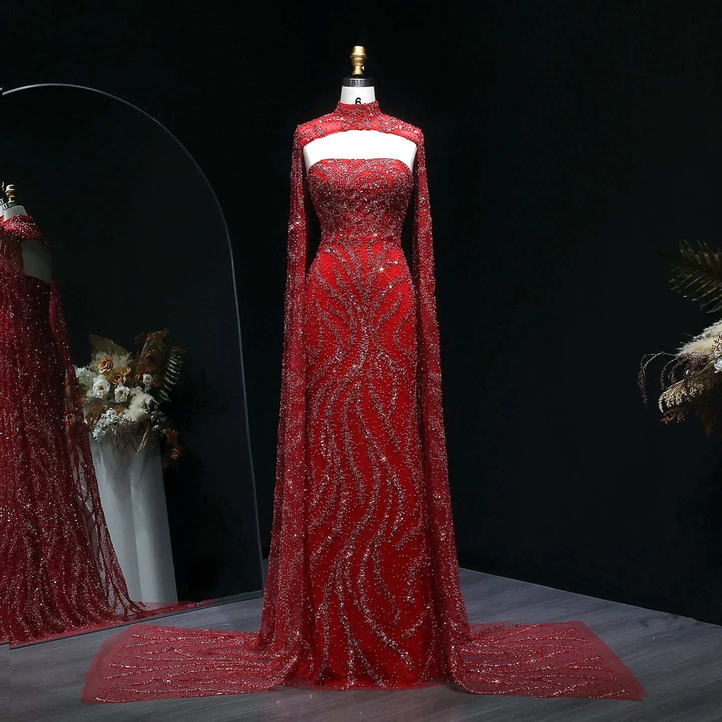 Sharon Said 2026 Luxury Evening Party Gowns Women' s Wedding Prom Dresses with Flowing Sleeves Elegant Mermaid SS663 Customized