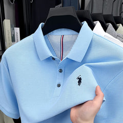 100% pure cotton high-end brand men's short sleeve polo shirt summer fashion original pony embroidery golf Paul  casual T-shirt