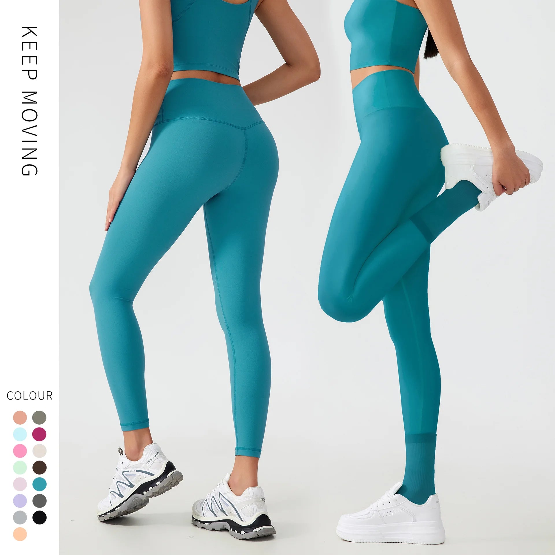 Women's Workout Set: Shock-Absorbing, Pushing-Up, Side-Bust-Control Sports Bra with High-Waisted Peach-Butt Yoga Top