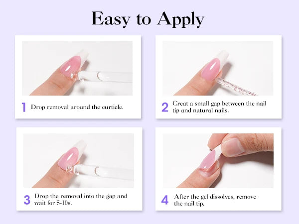 Nail Glue Remover 40ML for Press on Nails False Tips Non Acetone Gentle Nail Care Remover Supplies Solution Manicure Supply