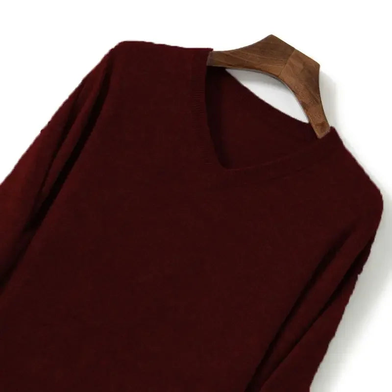 Thick Solid V-Neck Pullover