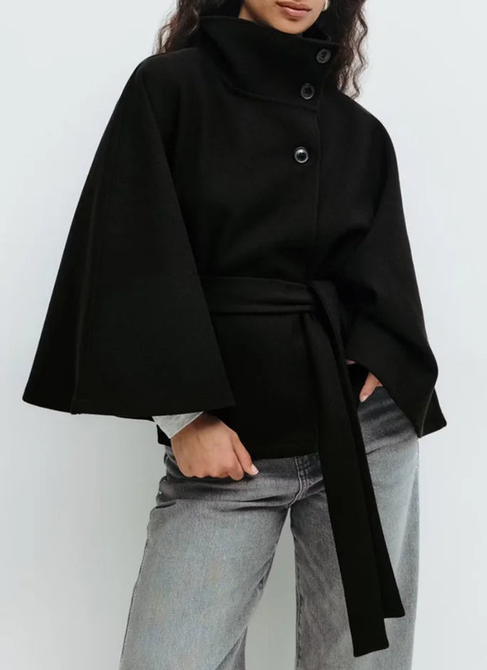 2025 Autumn Woolen Coats Women Casual Double Breasted Stand Collar Female Office Short Jackets Chic Lady Loose Street Outwear