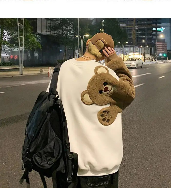 Winter Pullover Sweater Women Tops Bear Boho Casual Pocket Long Sleeve Pull Female Solid Warm Sweaters Pullovers