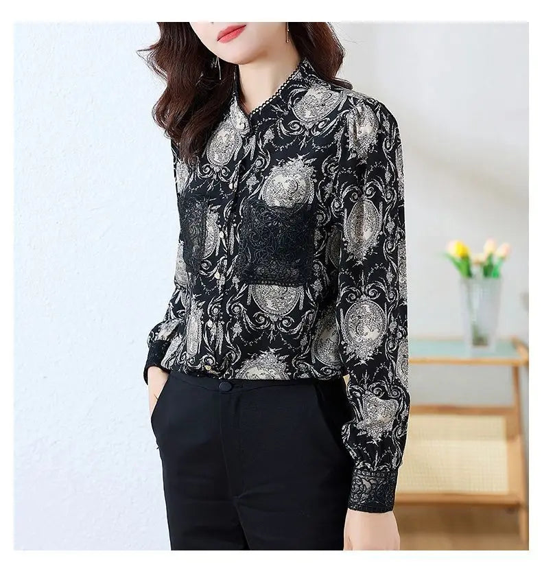 Printed Satin Commuter Shirt Women