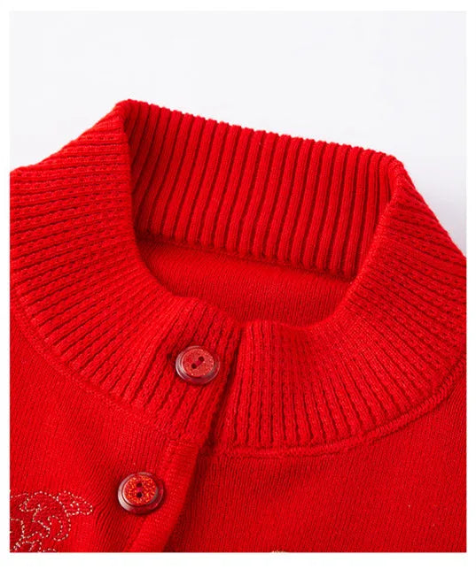Women Winter Coats Vintage Printed Knitted Cardigan Sweater Female Jacket Spring Autumn Outerwears Top Wool Knitwear Coat