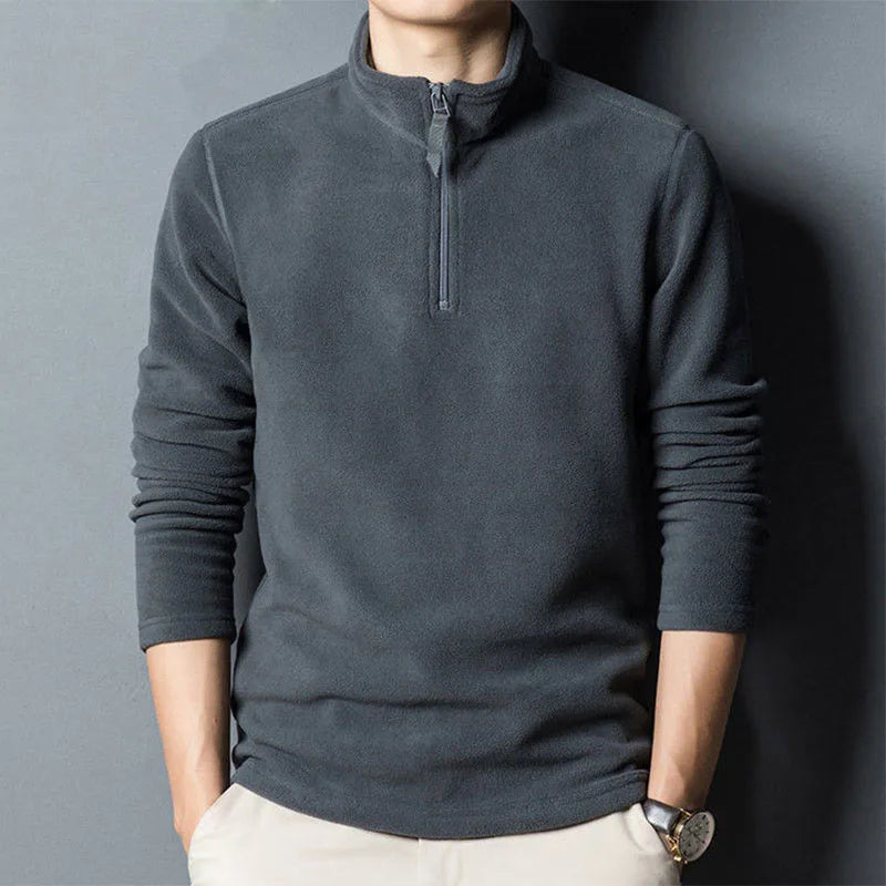 Men’s Double-Sided Fleece Stand-Collar Long-Sleeve Top