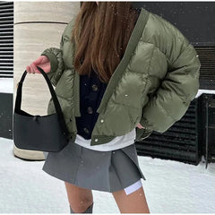 Women winter coats 2024 New in coats Couple style loose V-neck long sleeved top Thick and warm women's coat cotton-padded jacket