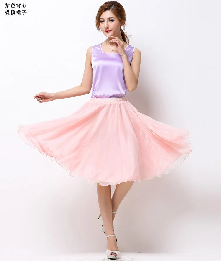 Silk Pleated High Waist Midi