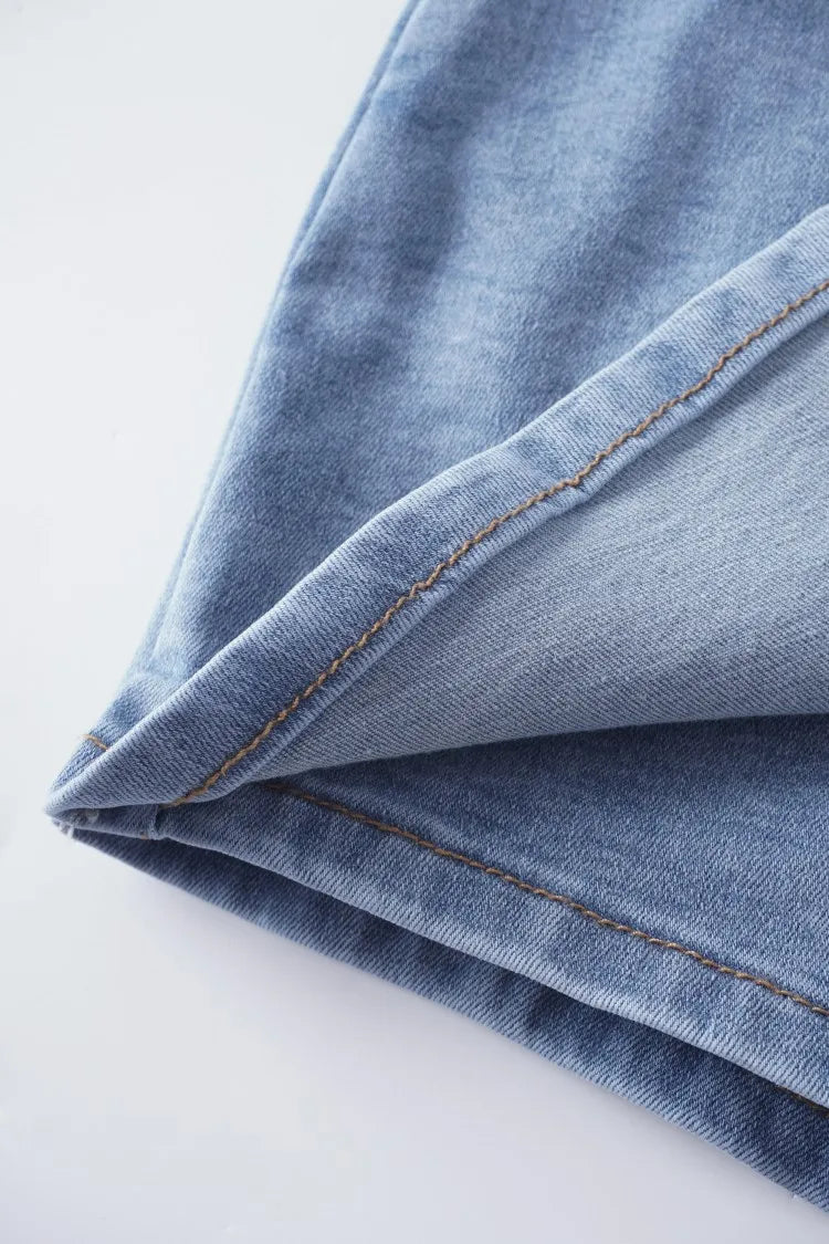 Trendy Asymmetric High Waist Denim Shorts