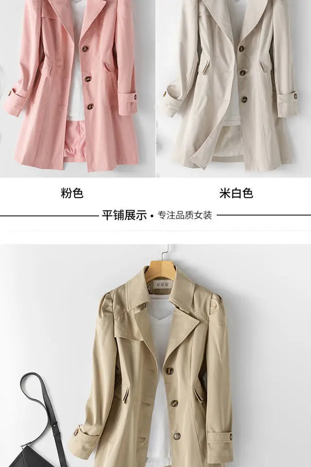 Slim Double Breasted Long Trench