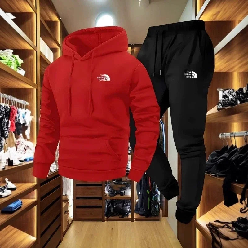 Couple Tracksuit,Printed Hoodie‑Two‑Piece Men Women Set