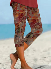 European and American Fashion Printed Tight-Fitting Leggings Suitable for Vacation/Commuting/Light Exercise/Home Use (Economical and Durable)
