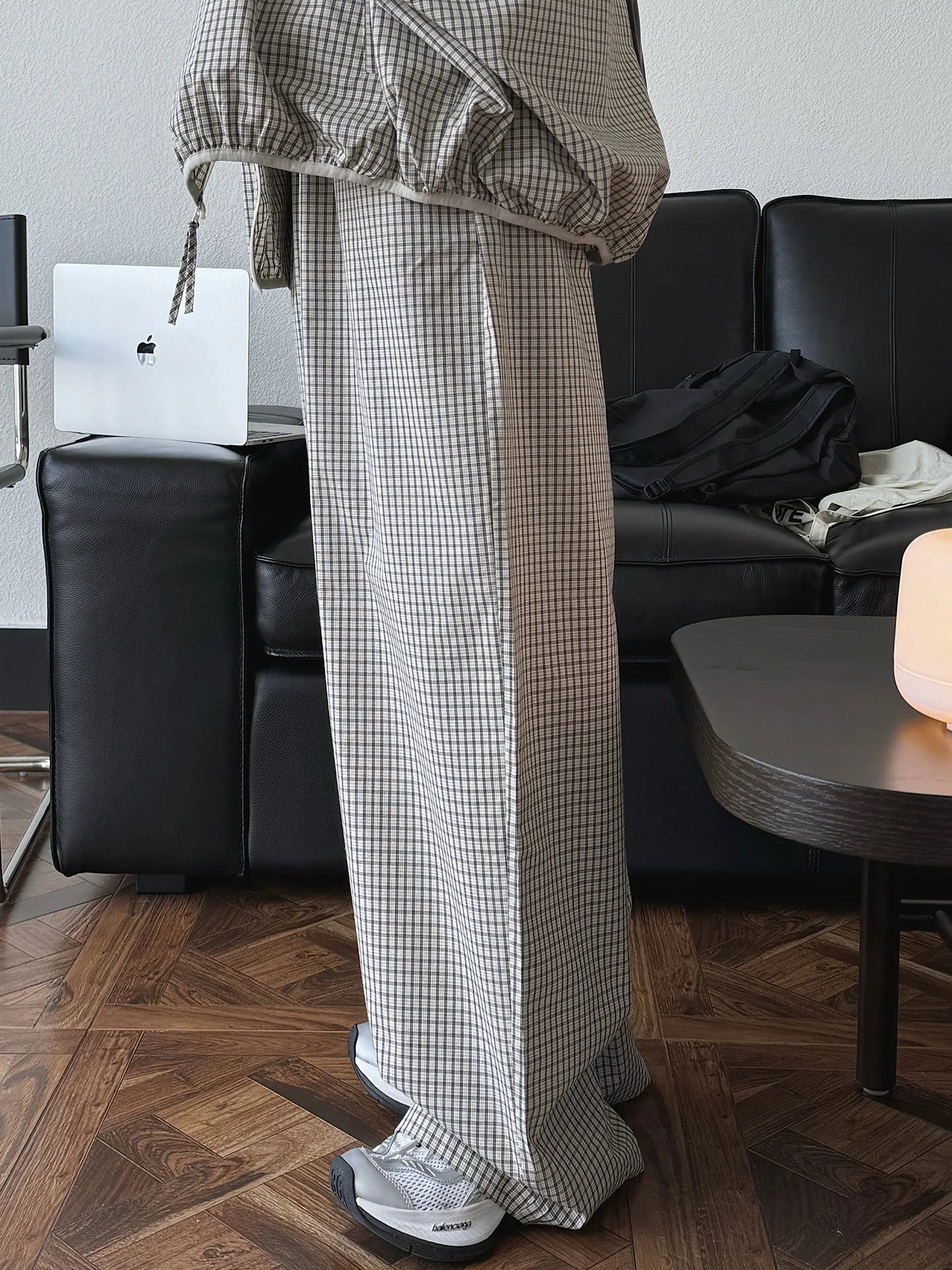2026 Women Summer Long Pants High Waist Wide Leg 80% Cotton Plaid Pants Fashion Clothes Vintage Pants Female Trousers