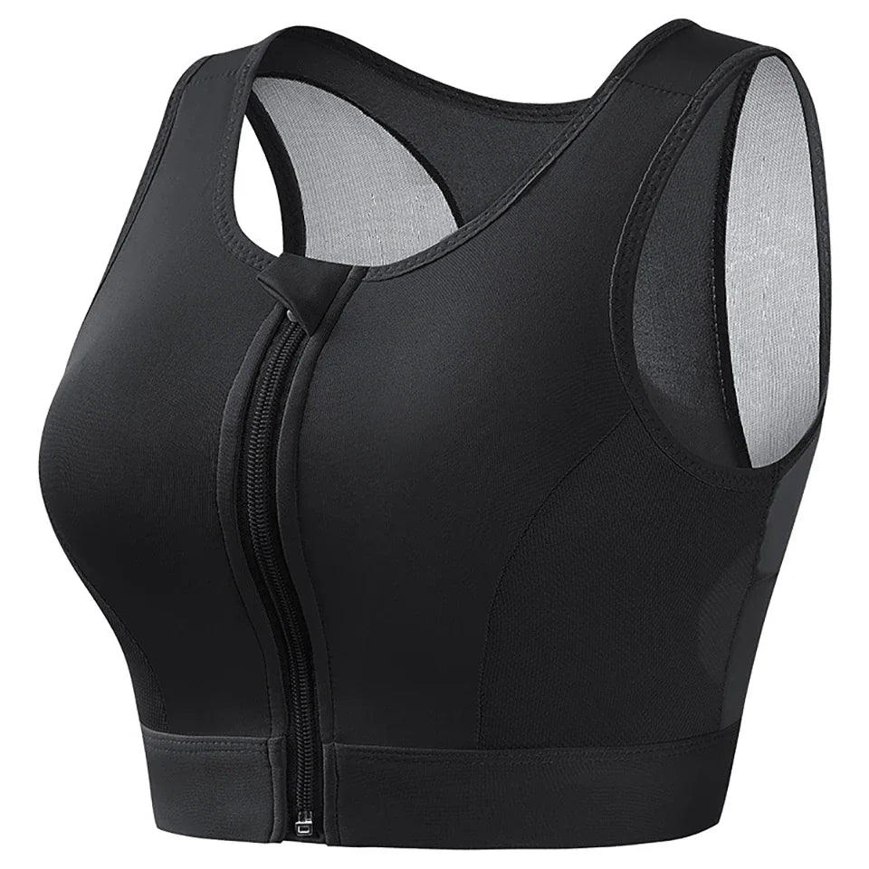 Plus Size Sports Bra Front Closure Longline Bras Padded Workout Crop Tank Top for Running Workout Gym Yoga Vest