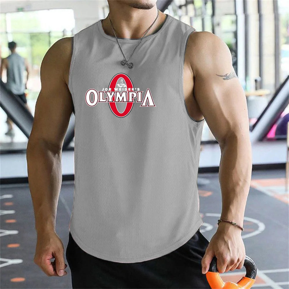 2026  Bodybuilding Sports Tank Tops Men Gyms Fitness Workout Sleeveless Shirt Male Summer Loose Undershirt Running men Vest