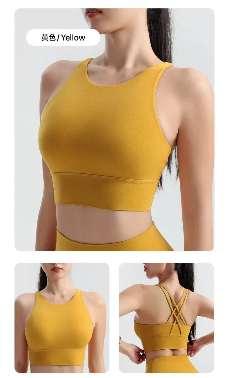 Women's Sports Bra, Shockproof and Beautiful Back Sports and Fitness Bra Shockproof and Anti Sagging Integrated Yoga Sports Vest