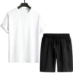 Men's Tracksuit T-shirts and Sports Shorts Urban Casual Fashion Short Sleeve Outfits Male Summer Home Outdoor Comfort Tees Set
