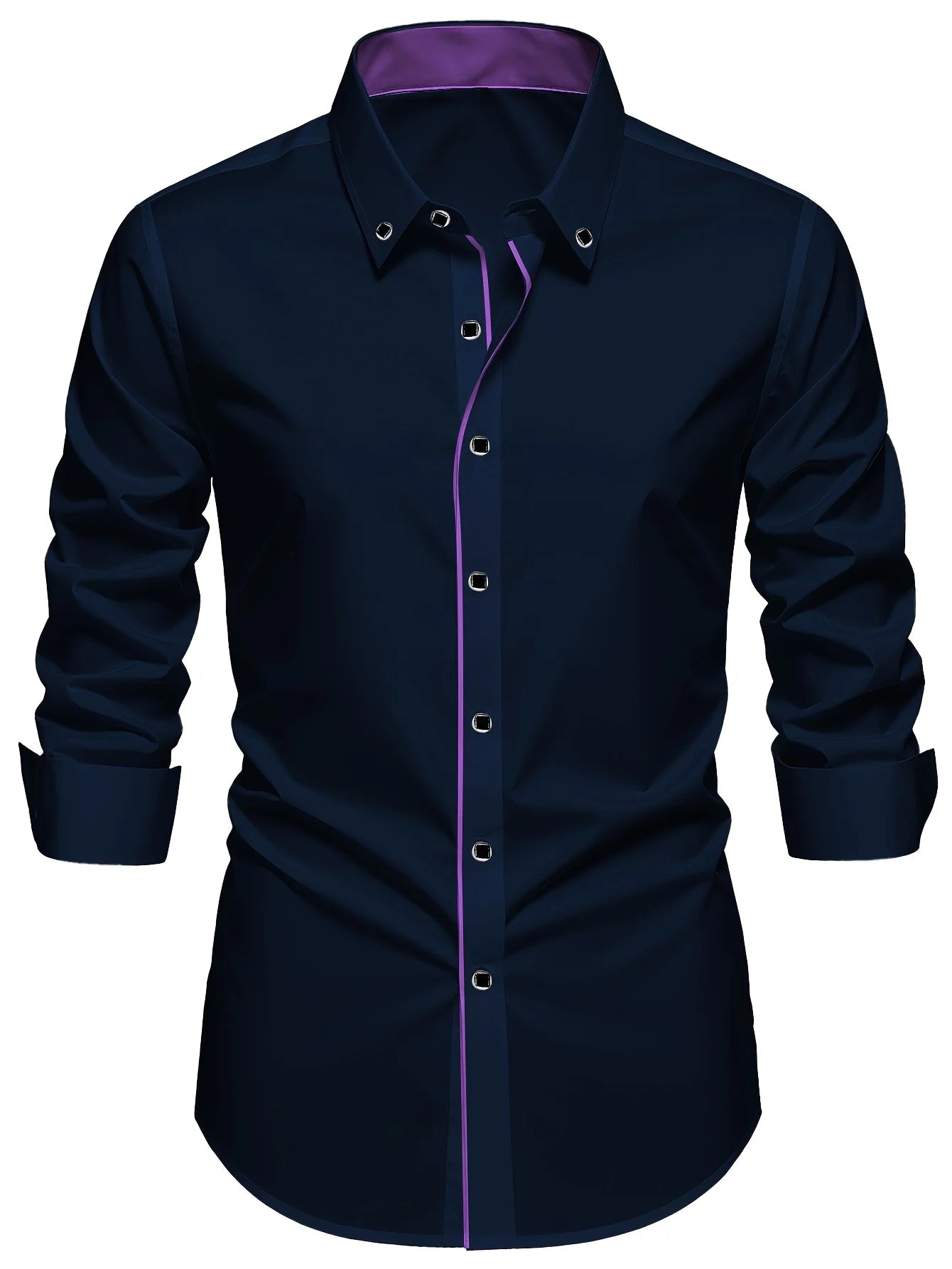 Patchwork Elastic Business Casual Shirt
