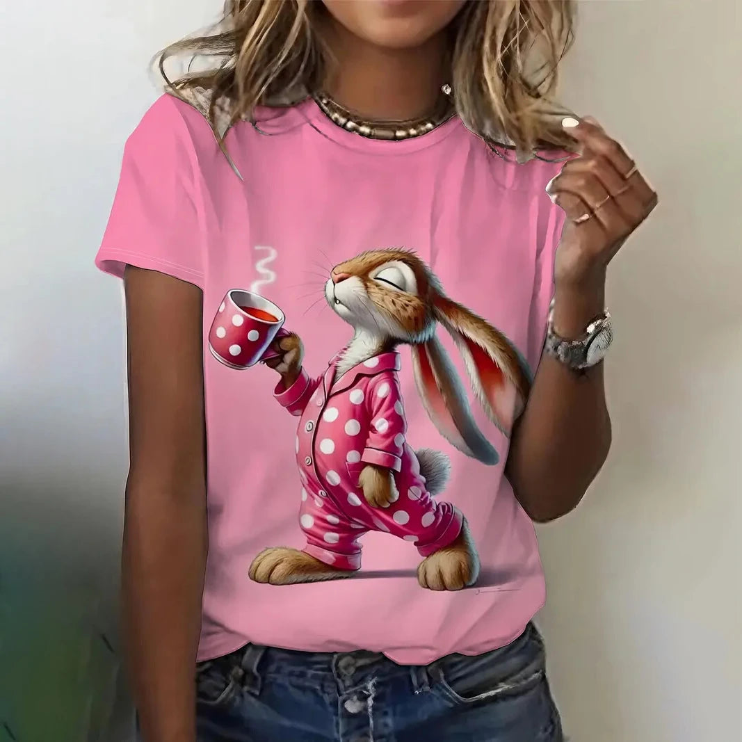 Playful Oversized Cartoon Casual Tee
