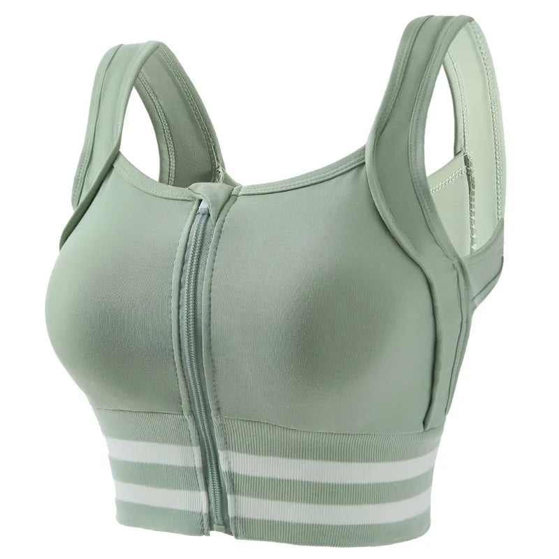 Sports Bras Zip Front For Women With Full Coverage Removable Padded Shockproof Yoga Underwear Workout Bra Running Fitness Vest