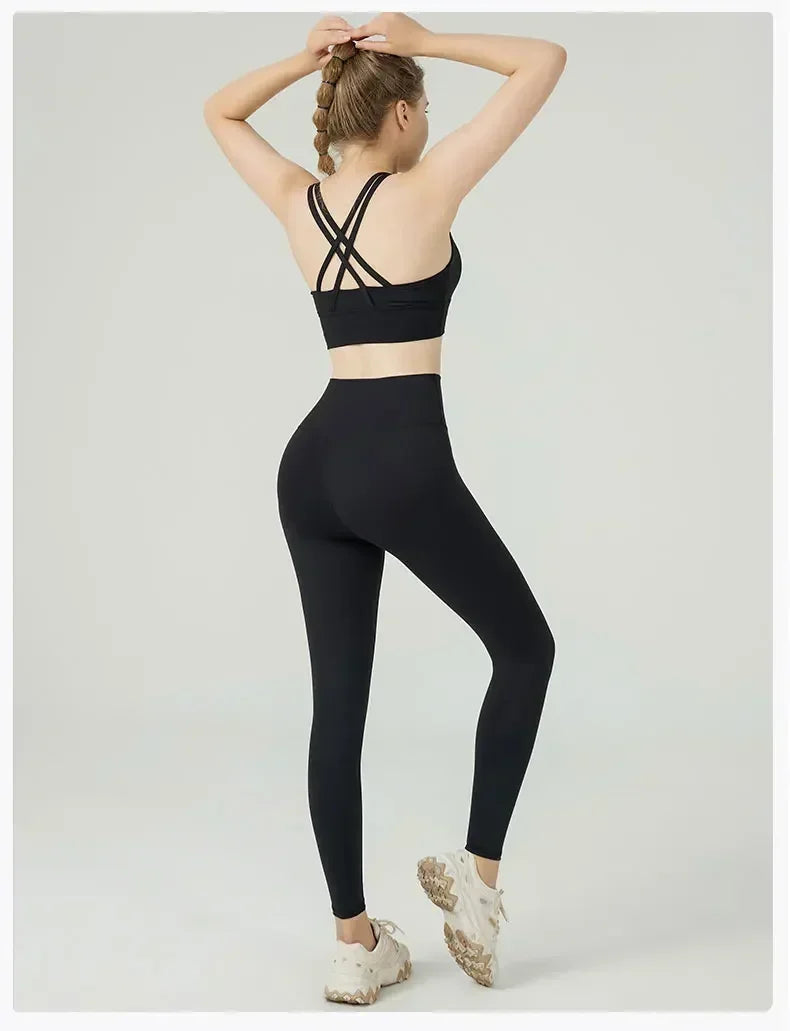 Women's Yoga Set Workout Set 2 Piece High Waist Yoga Leggings Sports Bra Gym Suit Activewear Sports Fitness Set Sports Suit