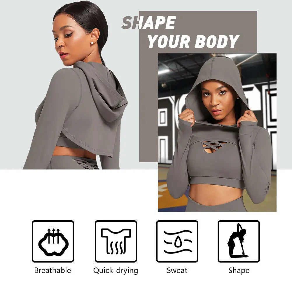 Ensemble Female 3 Pieces Yoga Set Gym Workout Clothes for Women Sport Long Sleeve Hoodie Sweater Active Wear Sport Set Tracksuit