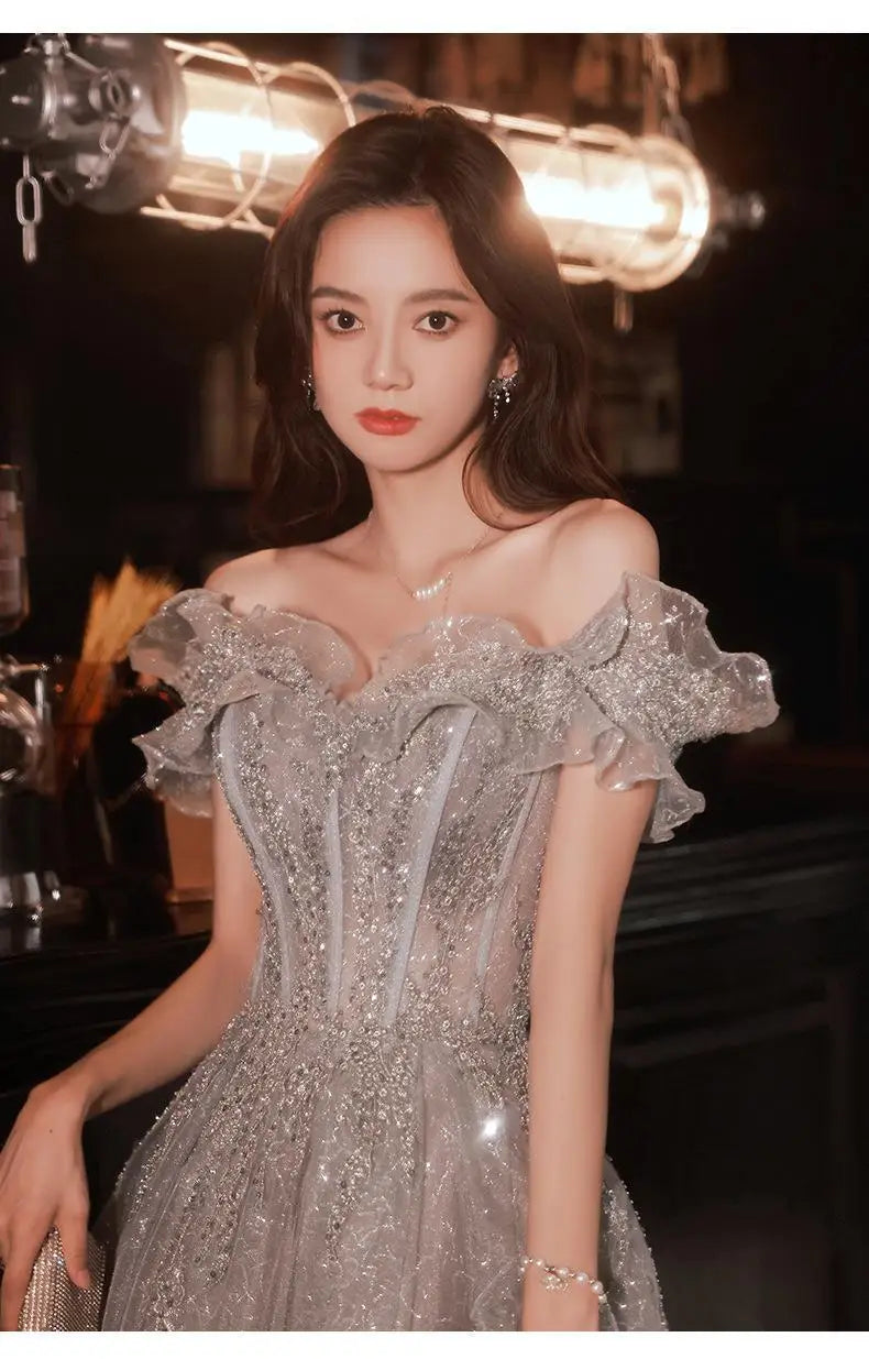One Shoulder Fairy Style Evening Dress