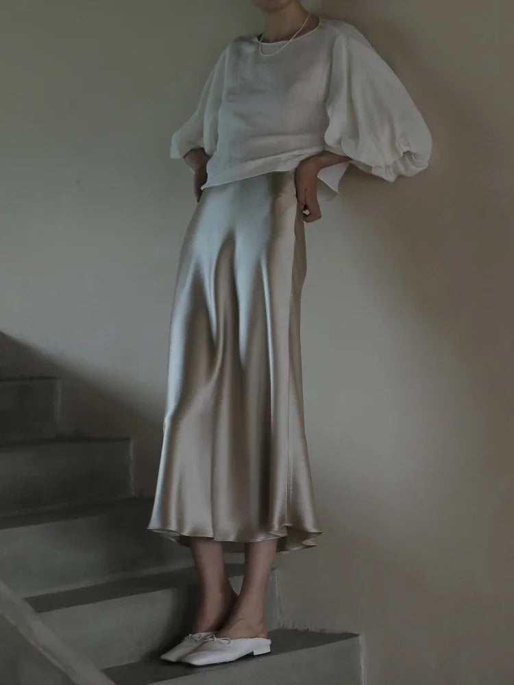Elegant Satin A-Line Summer Skirt