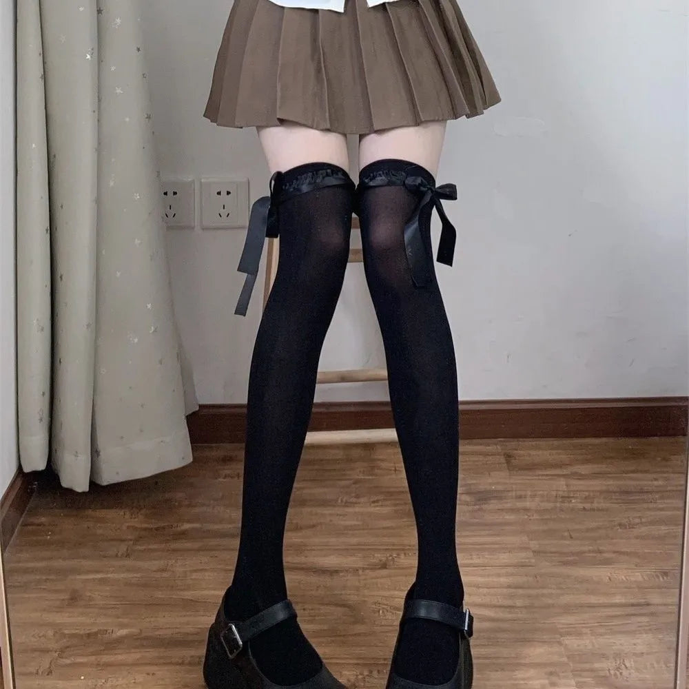Lace Ribbon Knee High Socks