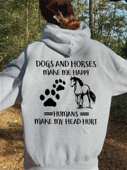 Animal Print Drawstring Cotton Hoodie