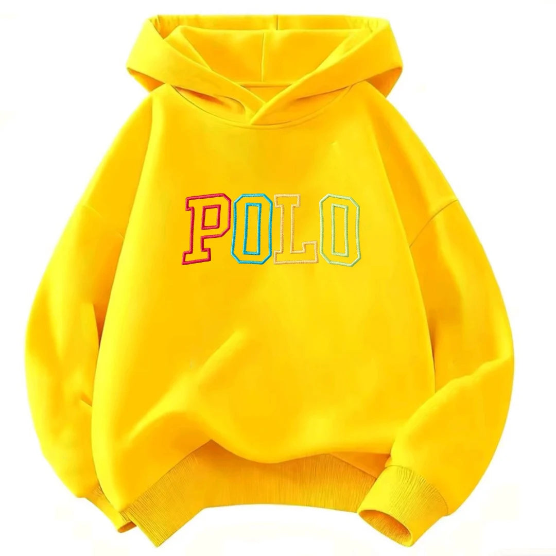 Children Hooded Kids Hoodie Colorful Gradient POLO Letter Print Long Sleeve Pullover Sweatshirt Boy Girl Casual Autumn Outerwear