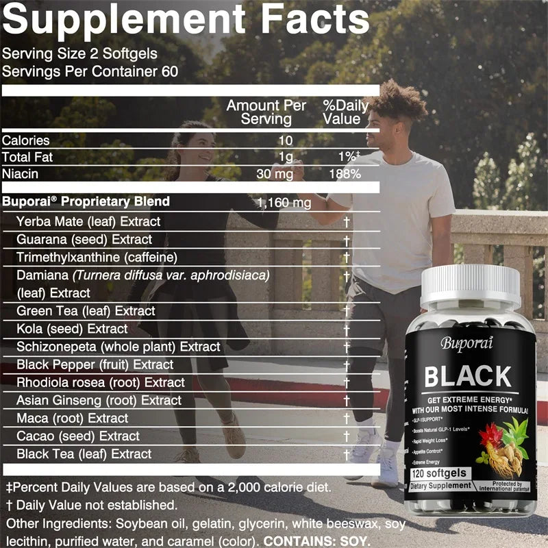 Black Metabolism Support Capsule Supplement